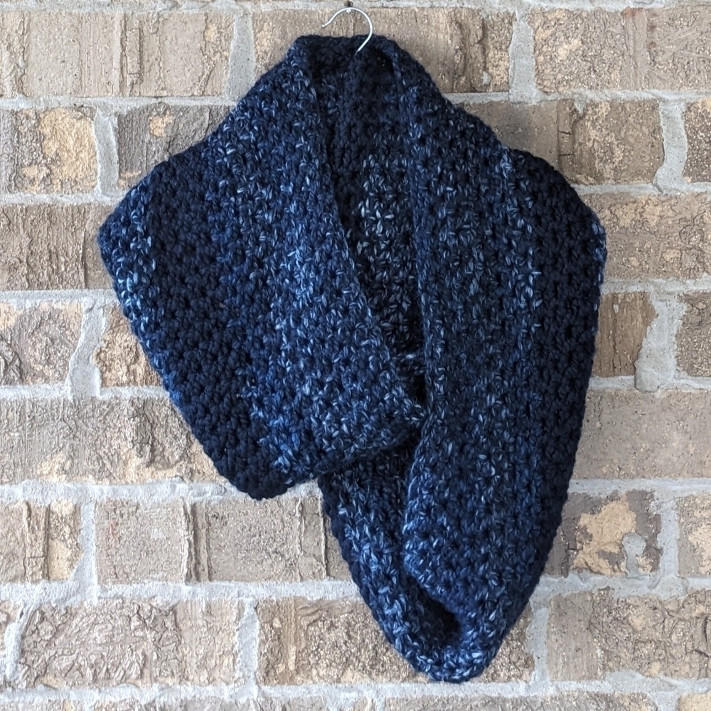Handmade Chunky Double Knit Oversized Infinity Scarf Wrap Shades of Blue